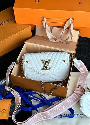 Женская сумка louis vuitton new wave multi pochette bag white gold premium