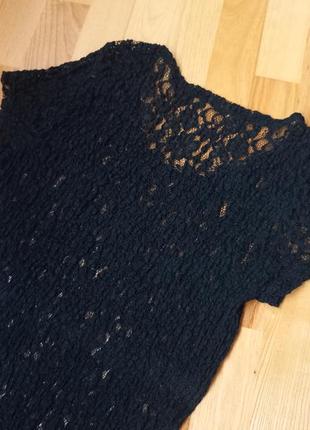 Чорне крейдяне плаття з коротким рукавом пляжне плаття ажурне мініплаття туніка7 фото