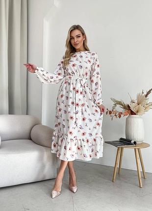 Стильное женское платье в цветы 42-44 46-48 50-52