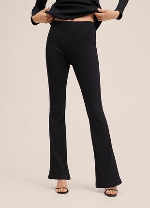 Штани, штани в рубчик, трикотажні шиани кльош, брюки трикотаж в рубчик клеш