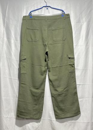 Брюки карго джинсы широкий фит хаки зеленые широкие джинсы4 фото