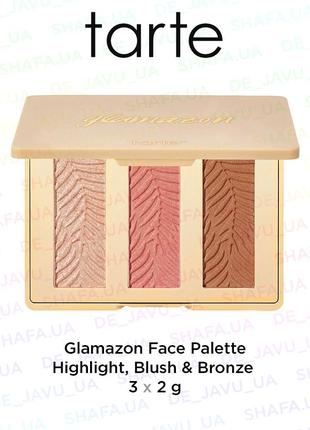 Палетка для лица tarte glamazon face palette хайлайтер румяна бронзер highlight blush bronze