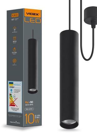 (minimum 1000 грн) led світильник підвісний накладний videx 10 w 4100 k чорний vl-sp-10034b