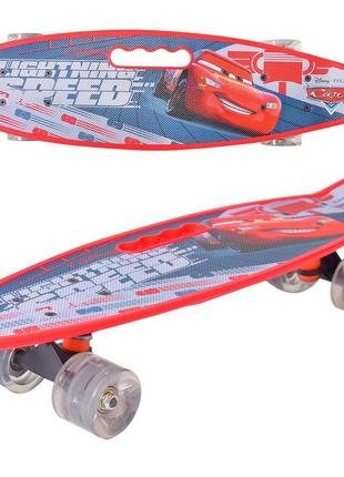 Скейт пенни борд колеса светятся при катании penny board с ручкой3 фото