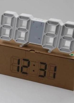 Годинники настільні електронні ly-1089 led з будильником та термометром3 фото