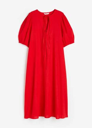 Міді червона сукня, плаття, сорочка, туніка, вишиванка h&m