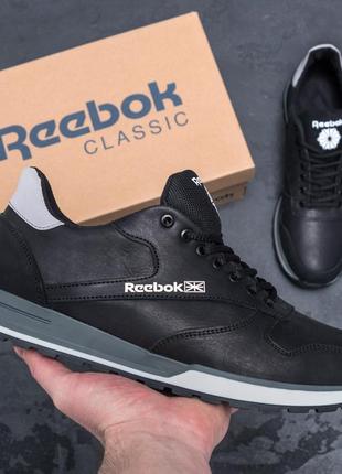 Мужские кожаные кроссовки rbk classic leather black