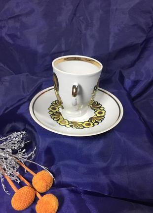 Кофейная пара кукушка 🐦970-е! полтавский фарфор н4194,3 чашка с блюдцем 100мл.