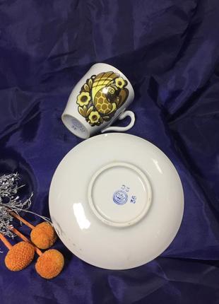 Кофейная пара кукушка 🐦970-е! полтавский фарфор н4194,3 чашка с блюдцем 100мл.