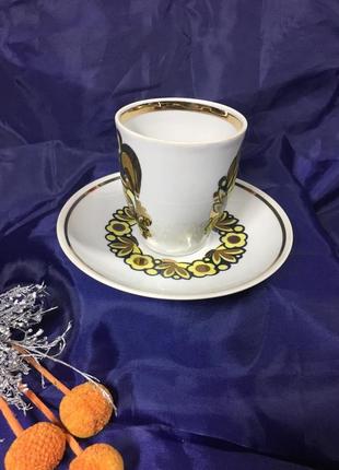 Кофейная пара кукушка 🐦970-е! полтавский фарфор н4194,3 чашка с блюдцем 100мл.