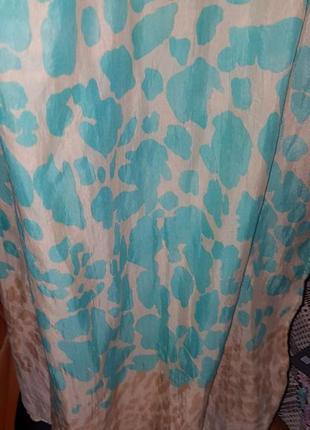 Бірюзово бежевий легкий шарф2 фото