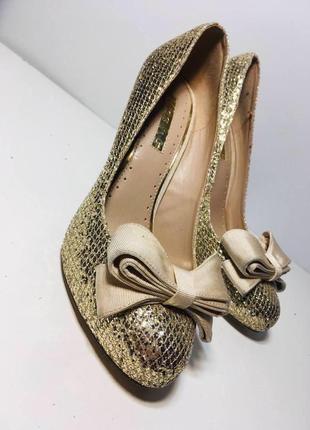Новые золотые туфли глиттер с бантиками miss kg  40 размер3 фото