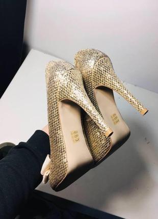 Новые золотые туфли глиттер с бантиками miss kg  40 размер8 фото