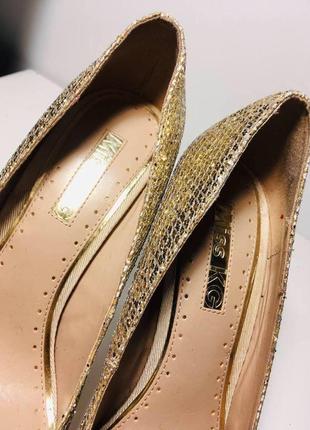 Новые золотые туфли глиттер с бантиками miss kg  40 размер5 фото