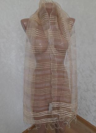 Нежный невесомый шарф паутинка из органзы шелк+ вискоза индия7 фото