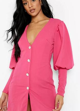 Яркое платье с объемными рукавами boohoo