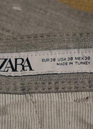 Красивые узкие смесовые брюки светло-серого меланжевого цвета  zara man испания 30 р.5 фото