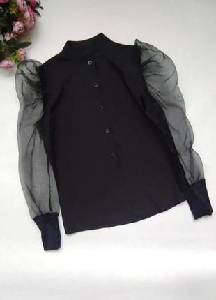 Блуза рубашка с шифоновыми рукавами, р. 461 фото