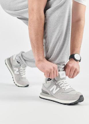 Мужские замшевые кроссовки new balance prm classic gray white, мужские кеды нью беленс серые. мужская обувь