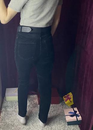 Брюки джинсы вельвет прямые черные3 фото