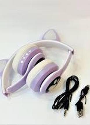Бездротові навушники  bluetooth cat ear vzv-23m з котячими вушками бузкові8 фото