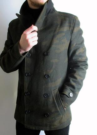 Вовняне пальто celio - double breasted camo wool coat8 фото