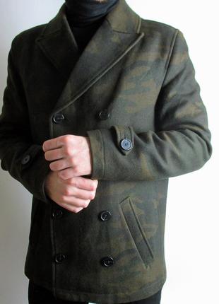 Вовняне пальто celio - double breasted camo wool coat5 фото