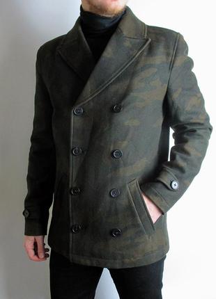 Вовняне пальто celio - double breasted camo wool coat3 фото