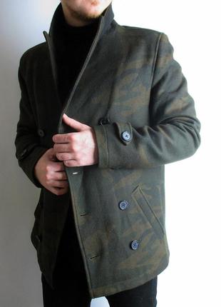 Вовняне пальто celio - double breasted camo wool coat