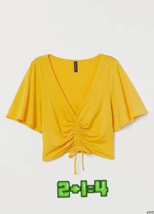 Стильная желтая блуза топ с декольте h&amp;m, размер 46 - 48