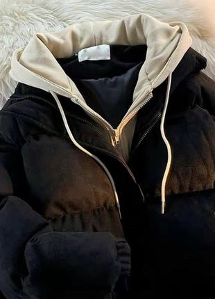 Пуховик женский теплый зимний с капишоном на молнии с карманами качественный стильный трендовый черный2 фото