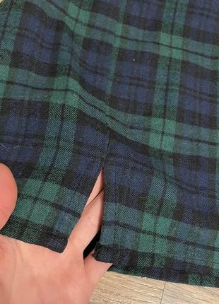 Shein клетчатая юбка с m-разрезом по краю зеленый синий размер l7 фото