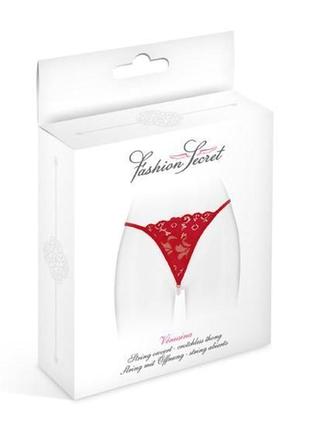 Трусики-стрінги з перлинною ниткою fashion secret venusina red мереживо3 фото