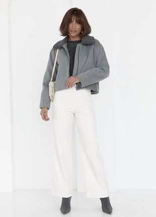 Женское короткое пальто в елочку в двух цветах3 фото
