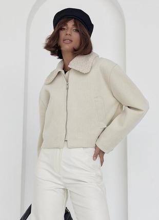 Женское короткое пальто в елочку в двух цветах7 фото