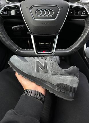 Мужские кроссовки new balance 574 dark grey black reflective 41-42-46