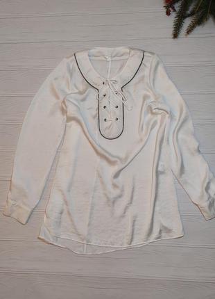 Атласная белая блуза блузка кофта рубашка1 фото