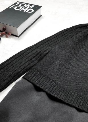 Шикарное черное платье макси длины с вязаным верхом и роскошной сатиновой матовой юбкой2 фото