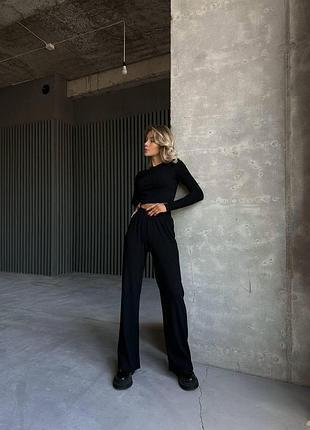 Женский весенний костюм  топ + штаны  ткань рубчик