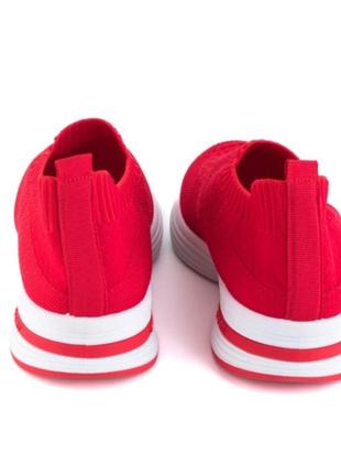 Стильные красные кроссовки из текстиля сетка летние дышащие мокасины кеды5 фото