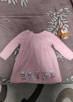 Платье детское размер 74-80 см,вельвет, розовое,нежное