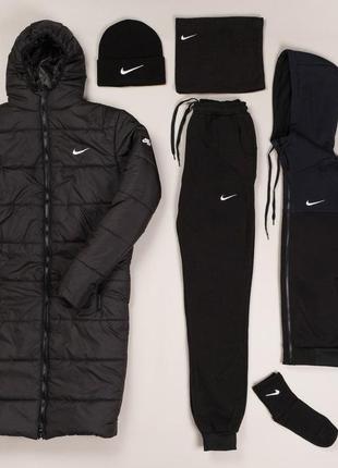 6 в 1 парка зимняя удлиненная + спортивный костюм + набор зима nike