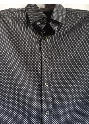 Рубашка мужская с длинным рукавом. расцветка черная в белый штрих. состав 100% хлопок. в хорошем состоянии, без дефектов3 фото