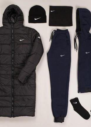 6 в 1 парка зимняя удлиненная + спортивный костюм + набор зима nike1 фото