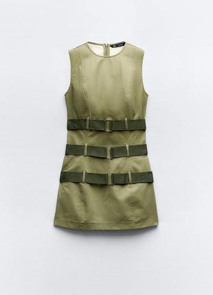 Коротка сукня зелена zara new вощена сукня2 фото