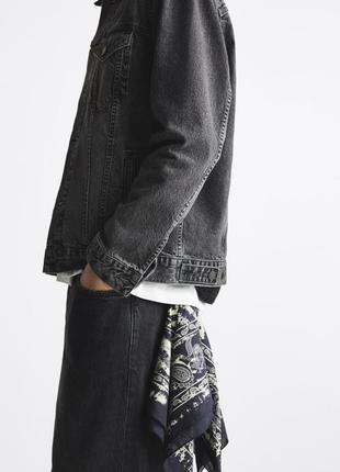 Джинсовая куртка джинсовка zara м, l, xl серая и3 фото