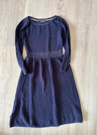 Сукня в‘язана плаття платье томмі хілфігер довга сукня темно синя