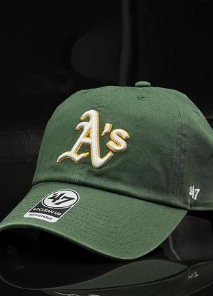 Оригинальная зеленая кепка 47 brand mlb oakland athletics 47 clean up