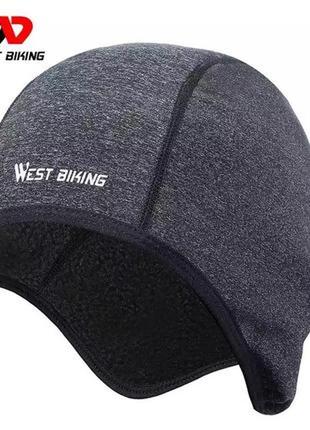 West biking беговая/ лыжная/ велосипедная теплая флисовая термо шапка