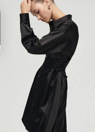 Черное платье на пуговках1 фото